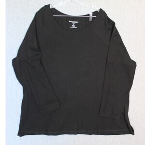 Woman Within Womens Plus‎ Size 26/28 2X Black Long Sleeve Thermal Top